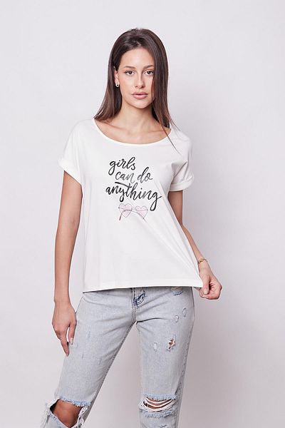 Jument Bluză elegantă, fără încrețiri, cu imprimeu text, cu decolteu barcă - Umăr jos, mânecă dublă