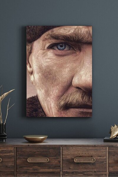 Genel Markalar Mavi Gözler Atatürk Dekoratif HD Baskı Kanvas Tablosu HD Dijital Baskı Dikey kanvas Tablo