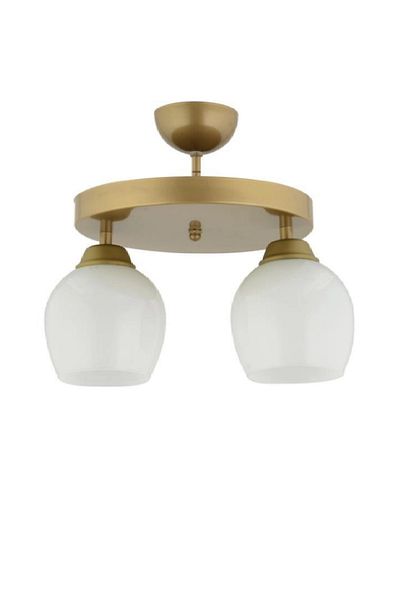 Lambadar White Double Glass Round Plafonier - Chandelier Living Room Kitchen Bedroom Hall