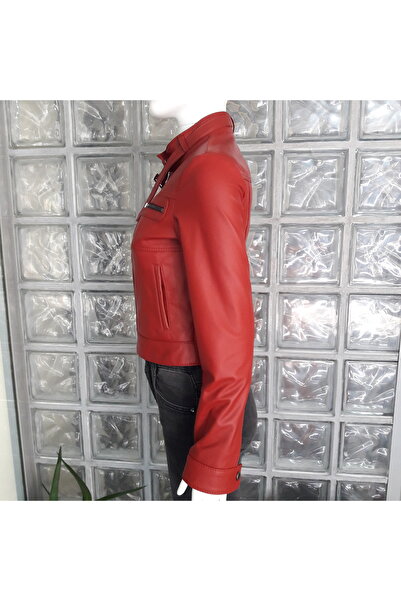 duarte deri Duarte Hakiki Deri Kırmızı Kadın Mont