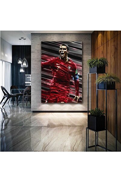 TosbArt Cristiano Ronaldo Portekiz Cr7 Futbol Baskı Kanvas Tablo Dikey Kanvas...