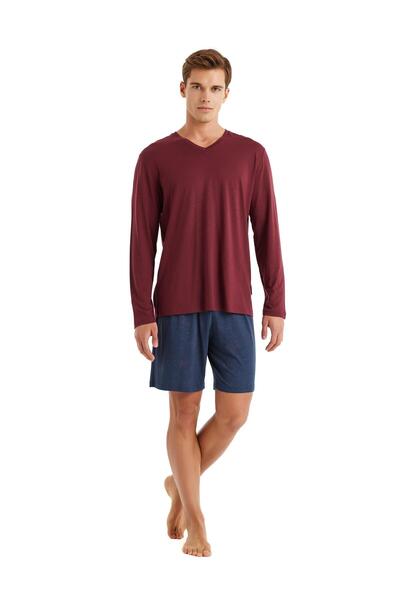 Blackspade Men's Claret Red 3-Piece Pajama Set 40575