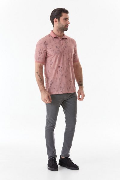 Fulla Moda Printed Polo Neck T-Shirt