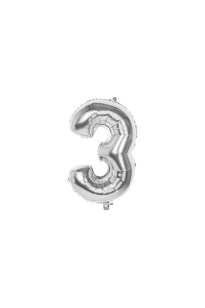 Organizasyon Pazarı 34 Inch 3 Silver Color Number Foil Balloon