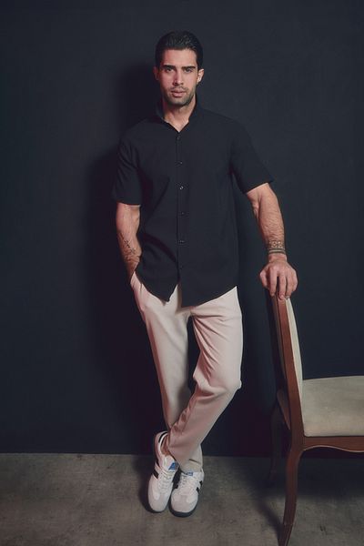 Fulla Moda Short Sleeve Basic Corduroy Shirt
