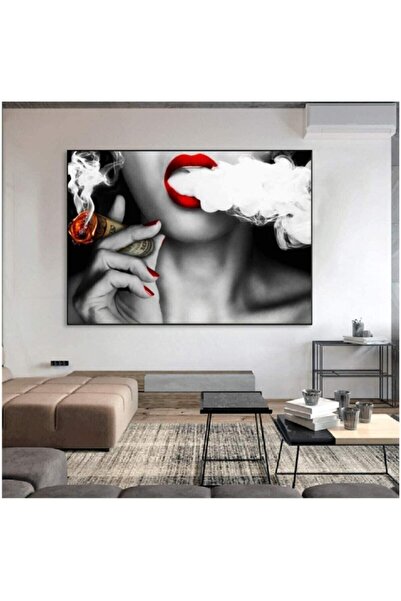 Limitless Design Tablou decorativ pe pânză cu imprimare HD „Red Lips”