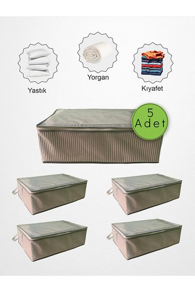 Çöllü Tekstil Multi-Purpose Sofa Bed and under Base Large Storage Gray Striped