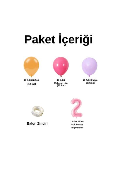 Organizasyon Pazarı 2-34 Inchpembefolyobalon 30 Pieces Fuchsia and Macaron Lilac Balloons Set