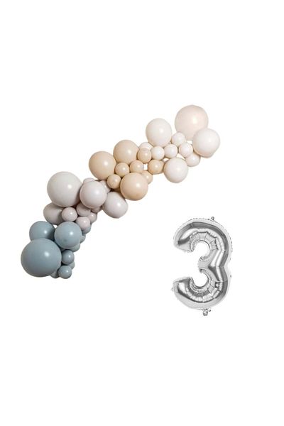 Organizasyon Pazarı 30 Pieces Balloon Chain Set with 3 34 Inch Silver Foil-Balloon - R.White Storm Blue-Smoke-Pestle