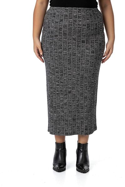 DISENTIS MODEST Fusta neagră din tricot cu nervuri cu talie elastică