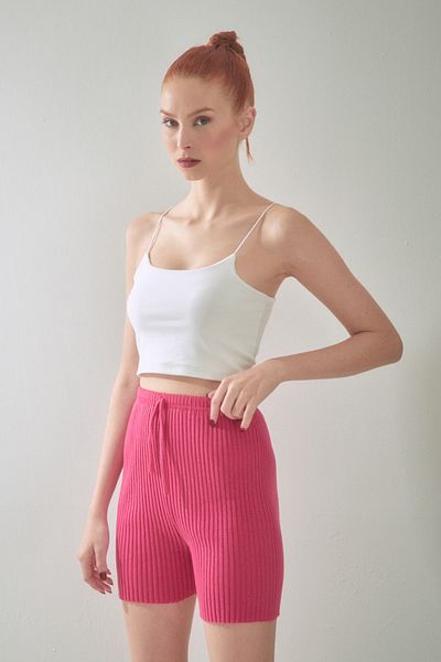 Fulla Moda Šňůrové šněrovací česané bavlněné šortky