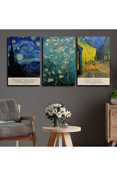 TosbArt 3'lü Set Kanvas Sanat Tablosu Dijital Baskı Dikey Canvas Tablo Boho K...