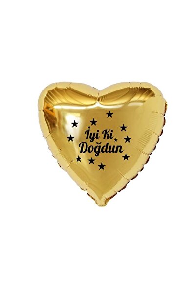 Organizasyon Pazarı 18 Inch Gold Color Star Figured Happy Birthday Themed Hea...
