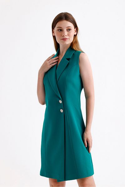Sense Green Hürrem Long Sleeveless Jacket Dress - Lined Inside Ckt35288