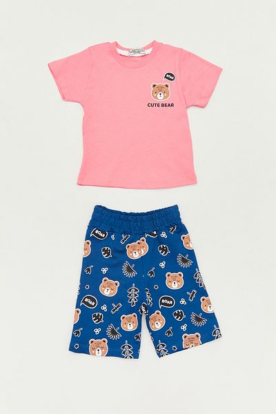 Fulla Moda Teddy Bear Printed Crew Neck Boy Suit