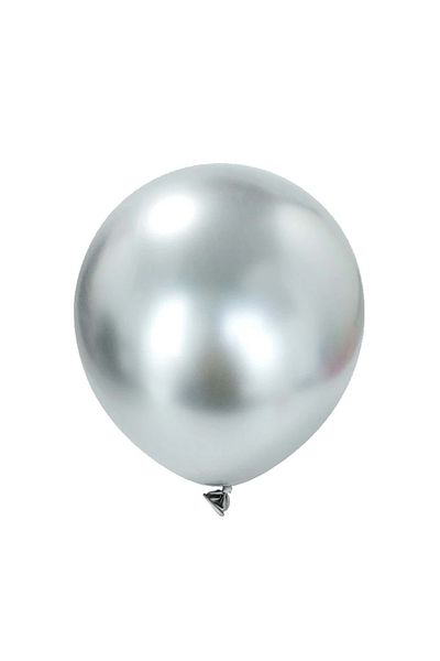 Organizasyon Pazarı 5 Inch Silver Color 10 Pieces Small Size Chrome-Mirror-Mirrored Decoration Balloon