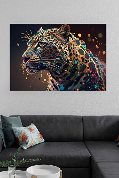 TosbArt KALİTE ABSTRACT ASLAN LEOPAR KANVAS TABLPO Dijital Baskı Yatay kanvas...