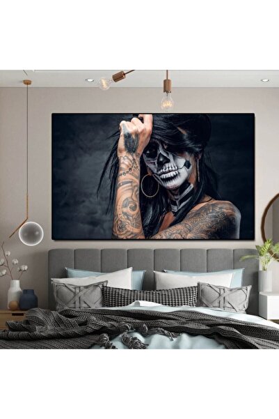 KanvasSepeti Femeie cu tatuaj decorativ, pictură în ulei HD, texturată, de în...