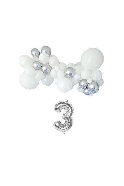 Organizasyon Pazarı 3 34 Inch Silver Foil White-Chrome Balloon Chain Set - 30 Pieces
