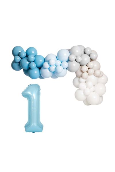 Organizasyon Pazarı 30 Pieces Blue Stone White Mermaid Balloon Chain Set - 1 34inch A.bluefolyobalon