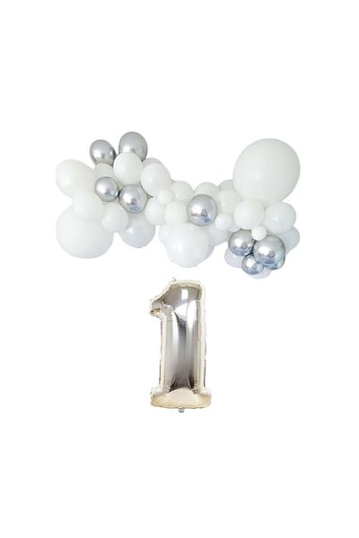 Organizasyon Pazarı 1-34 inch White-Chrome Silver Foil Set of 30 Balloon Chains