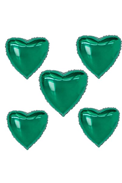 Organizasyon Pazarı 18 Inch Green Color 5 Pieces Heart Shaped Foil Balloon