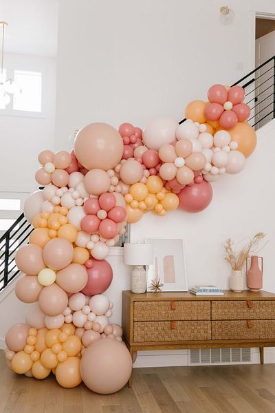 Organizasyon Pazarı Retro White-Pink Blush Balloon Chain Set - Set of 60