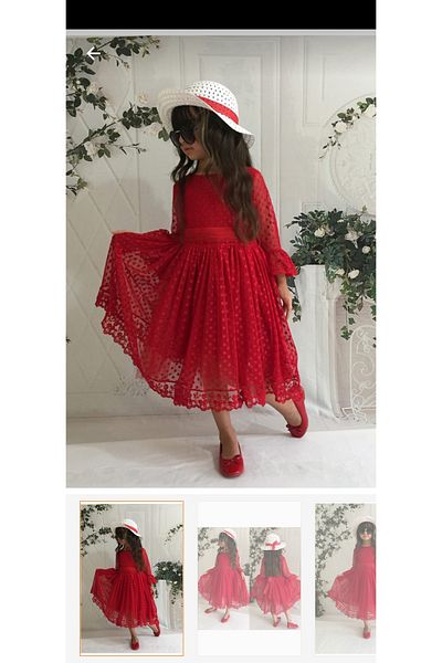 esmacamoda Girl's Long Tulle Sleeve Dress