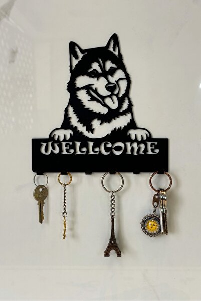 VELUX HOME Metal Duvar Anahtar Askısı Husky Sevimli Köpek Welcome Anahtarlık ...