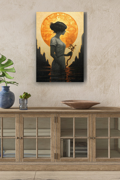 Limitless Design Femeie care prinde o ramură în interiorul mării, pictură pe ...