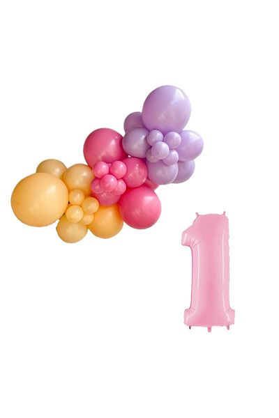 Organizasyon Pazarı 30 Pieces Fuchsia-Macaron Lilac Balloons Set - Peach and Thinpembepolyobalon