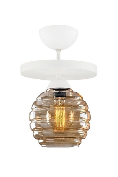 Lambadar Modern Honey Glass Model Single Round Plafonier Chandelier Living Room Kitchen Bedroom Hall