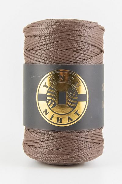 Yüncü Nihat 200 gr - 200 Mt - 2,5 mm Πολυεστερικό νήμα μακραμέ καφέ (200) Σχοινί τσάντας Supla νήμα πλεξίματος