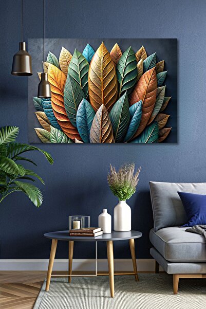 Limitless Design 3D Renkli Yapraklar Modern HD Baskı Kanvas Tablo - Duvar Tablosu - Canvas Tablo - Duvar Dekorasyonu