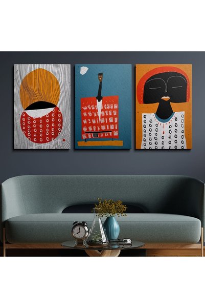 TosbArt 3'lü Set Kanvas Sanat Tablosu Canvas Tablo Boho Klasik Modern Eu 218