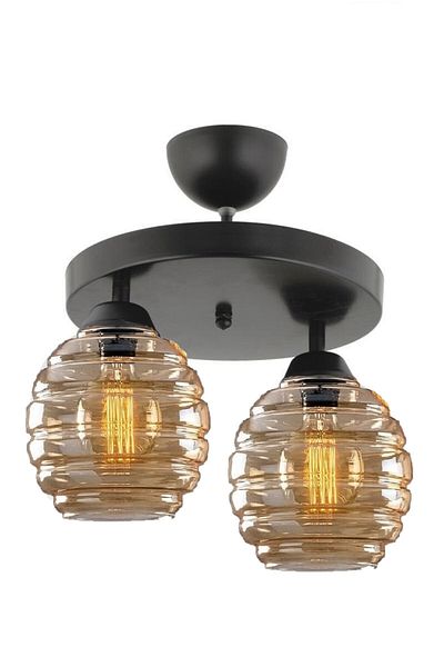 Lambadar Modern Honey Glass Model Double Round Plafonier Chandelier Living Room Kitchen Bedroom Hall