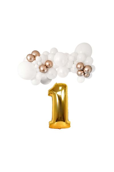 Organizasyon Pazarı White-Chrome Rose Gold 1 34-Inch Foil Balloon Chain Set - 30 Pieces