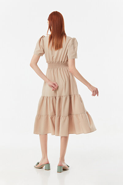 Fulla Moda Dvouřadé šaty s límečkem a třpytivým pasem