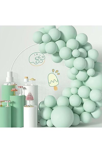 Organizasyon Pazarı Macaron Green 60 Pieces Balloon Chain Set