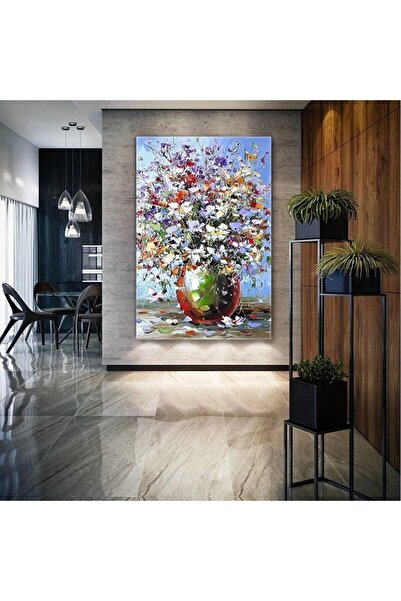 GülsenArt Büyük Çiçek Demeti Vazoda Salon Antre Dekoratif HD Dijital Dikey Ba...