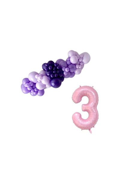 Organizasyon Pazarı Lilac, Macaron Lilac and Purple 3 34-Inch Light Pink Balloon Set - Chain of 30