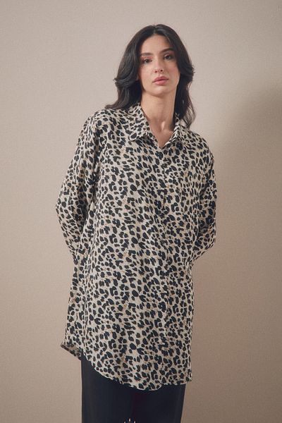 Fulla Moda Set Palazzo cu model de leopard de mărime Plus - Fullamodest