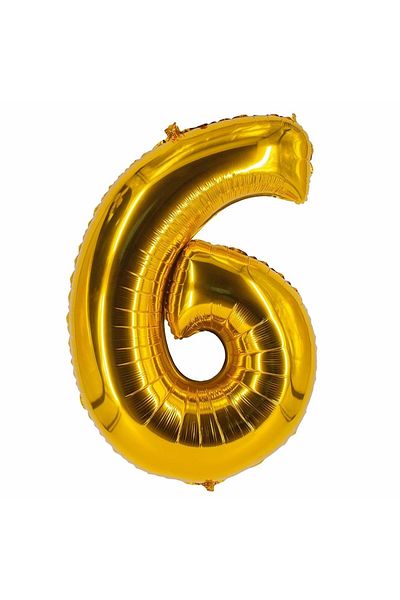Organizasyon Pazarı 34 inch 6 Gold Color Number Foil Balloon