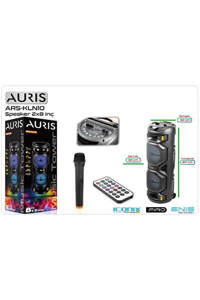 damla elektronik ARS-Sp18 Işıklı Kablosuz Mikrofonlu müzik kutusu 2x8inç 24w ...