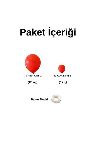 Organizasyon Pazarı Pastel Red 100 Pieces Balloon Chain Set