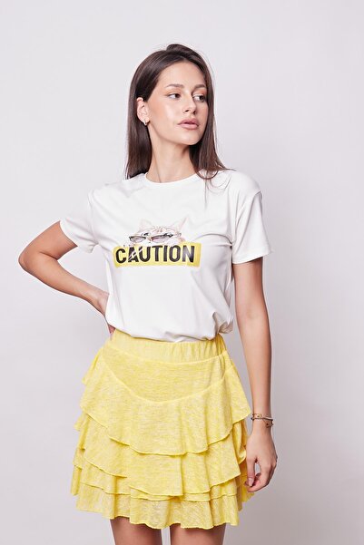 Jument Non-Wrinkle Short Sleeve T-shirt - Zero Collar, Span Blended, Glasses Printed Pattern Blouse