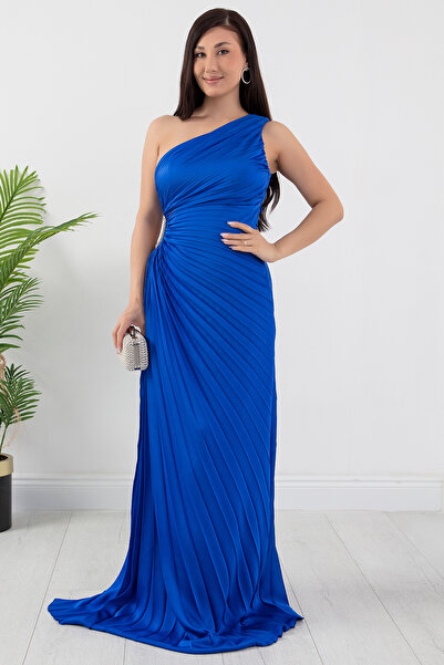 PULLIMM Вечірня сукня з одним плечем і плісированою спідницею SB3734