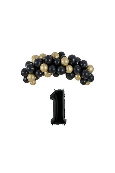 Organizasyon Pazarı Balloon Set Black-Chrome Gold 1 34Inch Black Foil 30 Piece Balloon Chain Set