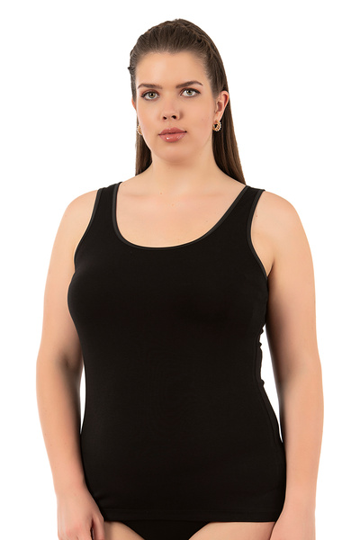 ÖZKAN underwear Özkan 25922 Women's Viscose Flexible Soft Thick Strap Round Neck Large Size Knitted Tank Top
