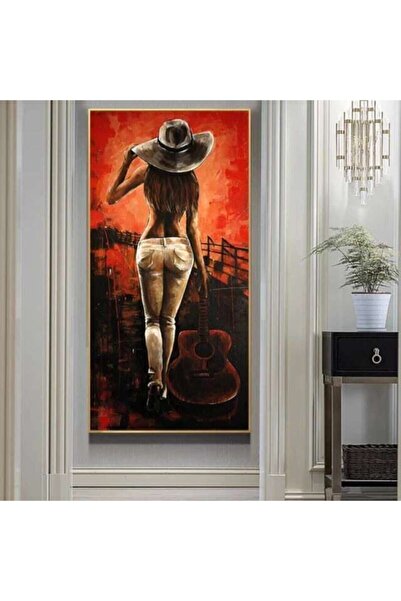 KanvasSepeti Декоративна китара жена HD маслена живопис с текстурирана високо...